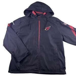 Reebok On Field Arizona Cardinals Zip Up Jacket Size Large Removable Hood